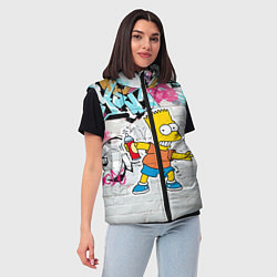 Женский жилет Барт Симпсон на фоне стены с граффити, цвет: 3D-красный — фото 2