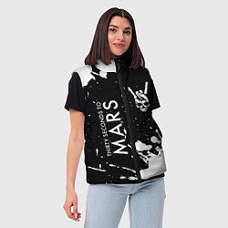 Женский жилет Thirty Seconds to Mars и рок символ на темном фоне, цвет: 3D-черный — фото 2