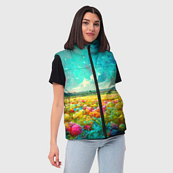 Женский жилет Бесконечное поле цветов, цвет: 3D-красный — фото 2