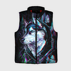 Женский жилет Волк - глитч, цвет: 3D-красный