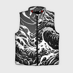 Женский жилет Черно-белые волны, цвет: 3D-красный