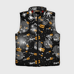 Женский жилет Надписи Porn Hub - снежинки, цвет: 3D-красный