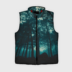 Женский жилет Тёмный лес на закате, цвет: 3D-красный