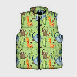 Женский жилет Африканские животные - слон обезьянка жираф