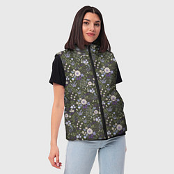 Женский жилет Цветочки хаки, мелкий рисунок, цвет: 3D-красный — фото 2