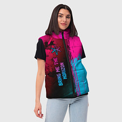 Женский жилет Bring Me the Horizon - neon gradient: по-вертикали, цвет: 3D-черный — фото 2