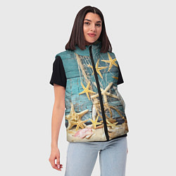 Женский жилет Натюрморт из сети, морских звёзд и ракушек - лето, цвет: 3D-красный — фото 2