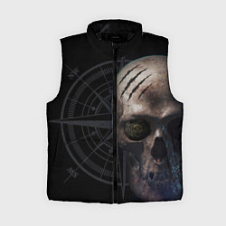 Женский жилет Череп пирата, компас, цвет: 3D-черный
