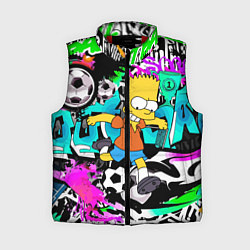 Женский жилет Барт Симпсон - центр-форвард на фоне граффити, цвет: 3D-красный