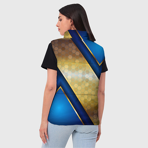 Женский жилет Золотой герб России на синем объемном фоне / 3D-Светло-серый – фото 4