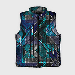 Женский жилет Сине - черная гранжевая абстракция, цвет: 3D-светло-серый