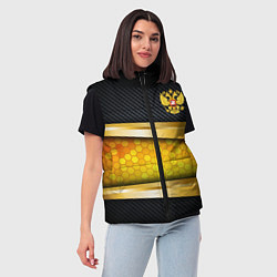 Женский жилет Black & gold - герб России, цвет: 3D-светло-серый — фото 2