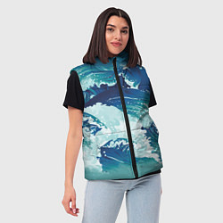 Женский жилет Несущиеся морские волны, цвет: 3D-черный — фото 2