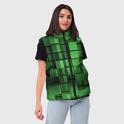Женский жилет Киберпанк броня - Зелёный металлические кубы, цвет: 3D-светло-серый — фото 2