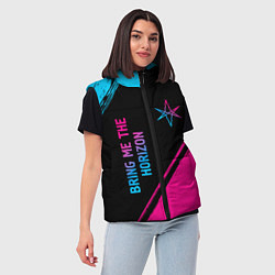 Женский жилет Bring Me the Horizon - neon gradient: надпись, сим, цвет: 3D-черный — фото 2