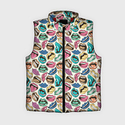 Женский жилет Губы разноцветные поп арт, цвет: 3D-красный