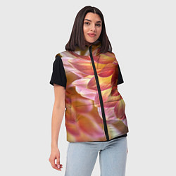 Женский жилет Оранжевые георгины лепестки, цвет: 3D-красный — фото 2