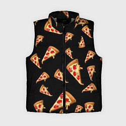 Женский жилет Куски пиццы на черном фоне, цвет: 3D-светло-серый