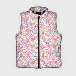 Женский жилет Розовые завитушки акварель, цвет: 3D-черный