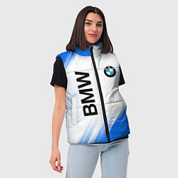Женский жилет Bmw синяя текстура, цвет: 3D-красный — фото 2