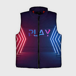 Женский жилет Play неоновые буквы и красно синие полосы, цвет: 3D-красный