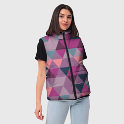 Женский жилет Абстрактные мозаичный розовый фигуры, цвет: 3D-красный — фото 2
