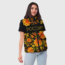 Женский жилет РОССИЯ роспись хохлома, цвет: 3D-черный — фото 2
