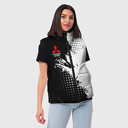 Женский жилет Mitsubishi - черно-белая абстракция, цвет: 3D-красный — фото 2