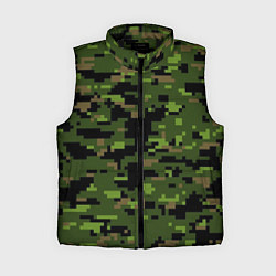 Женский жилет Камуфляж лесной пиксель, цвет: 3D-черный