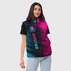 Женский жилет Skoda - neon gradient: по-вертикали, цвет: 3D-черный — фото 2