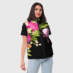 Женский жилет Букет цветов, цвет: 3D-черный — фото 2