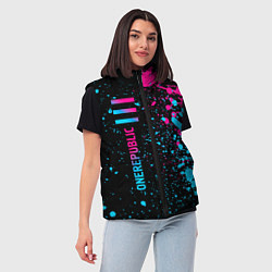 Женский жилет OneRepublic - neon gradient: по-вертикали, цвет: 3D-черный — фото 2