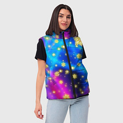 Женский жилет Снежинки и звезды - яркие цвета, цвет: 3D-красный — фото 2