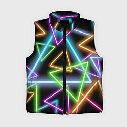 Женский жилет Неоновые треугольники - текстура, цвет: 3D-черный