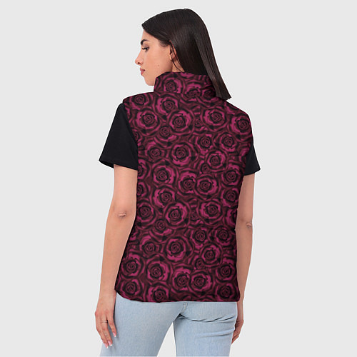 Женский жилет Бордовые розы цветочный узор / 3D-Светло-серый – фото 4