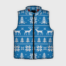 Женский жилет Рождественский синий свитер с оленями