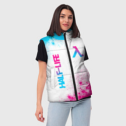 Женский жилет Half-Life neon gradient style: надпись, символ, цвет: 3D-черный — фото 2
