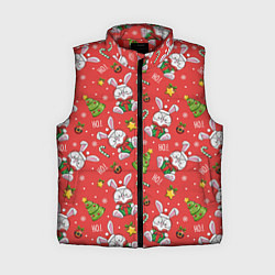 Женский жилет Новогодний фон с кроликами
