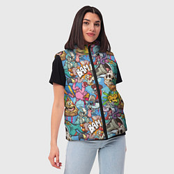 Женский жилет Сумасшедший поп-арт, цвет: 3D-черный — фото 2