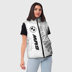 Женский жилет BMW speed на светлом фоне со следами шин: по-верти, цвет: 3D-черный — фото 2