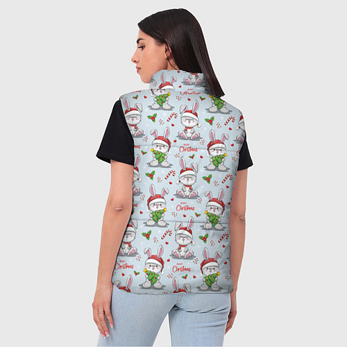 Женский жилет Милые новогодние кролики / 3D-Светло-серый – фото 4