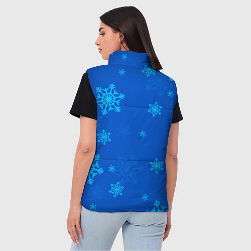 Женский жилет Снежинки - синий / 3D-Светло-серый – фото 4