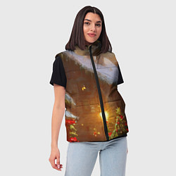 Женский жилет Cельский коттедж, засыпанный снегом, цвет: 3D-красный — фото 2