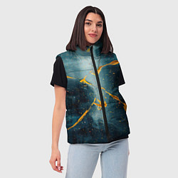 Женский жилет Синий мрачный туман и оранжевые краски, цвет: 3D-светло-серый — фото 2