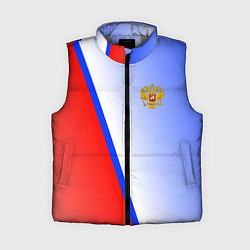 Женский жилет Россия полосы с гербом, цвет: 3D-светло-серый