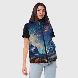 Женский жилет Горы и бескрайний космос, цвет: 3D-черный — фото 2