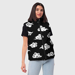 Женский жилет Белые японские облака, цвет: 3D-черный — фото 2