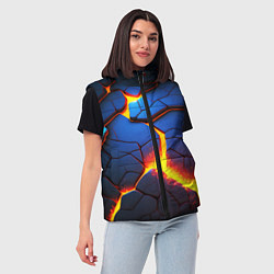 Женский жилет Яркая неоновая лава, разломы, цвет: 3D-черный — фото 2