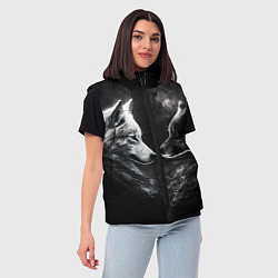 Женский жилет Пара волков - белый и черный, цвет: 3D-светло-серый — фото 2
