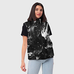 Женский жилет Брызги красок - белая и черная, цвет: 3D-черный — фото 2